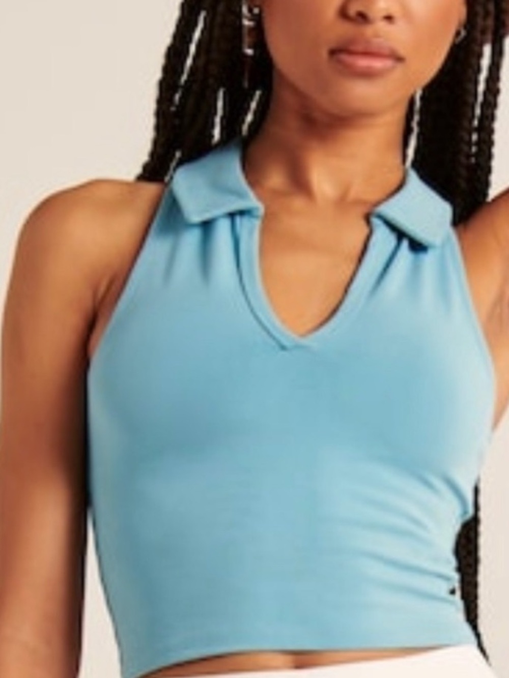 NWT! Abercrombie & Fitch Light Blue Sleeveless Polo Crop Top